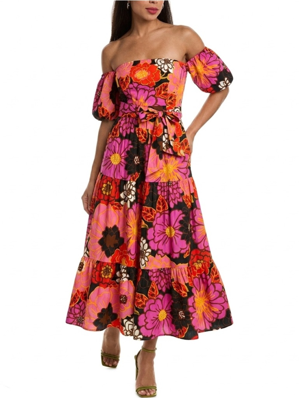 Flora Bea NYC Oly Midi Maxi Dress in Pink Flower Sz Small NWT HTF!